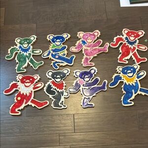 Grateful Dead Dancing Bear hand carved wood and resin plaque